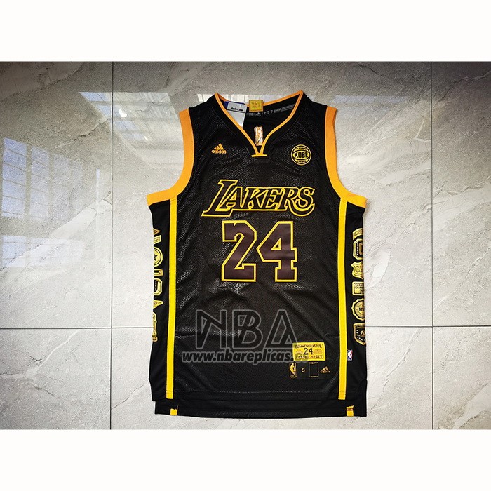 Camiseta Los Angeles Lakers Kobe Bryant NO 24 Retired Negro